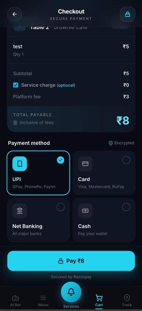 UPI, card, cash